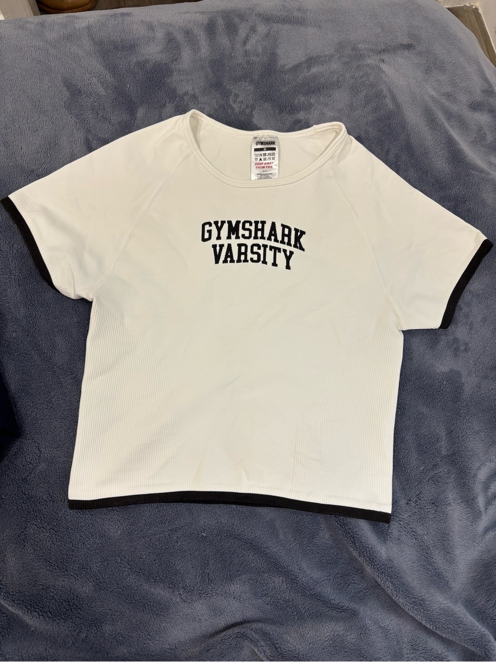 Gymshark Varsity Short Sleeve Crop Tee with Black Trim